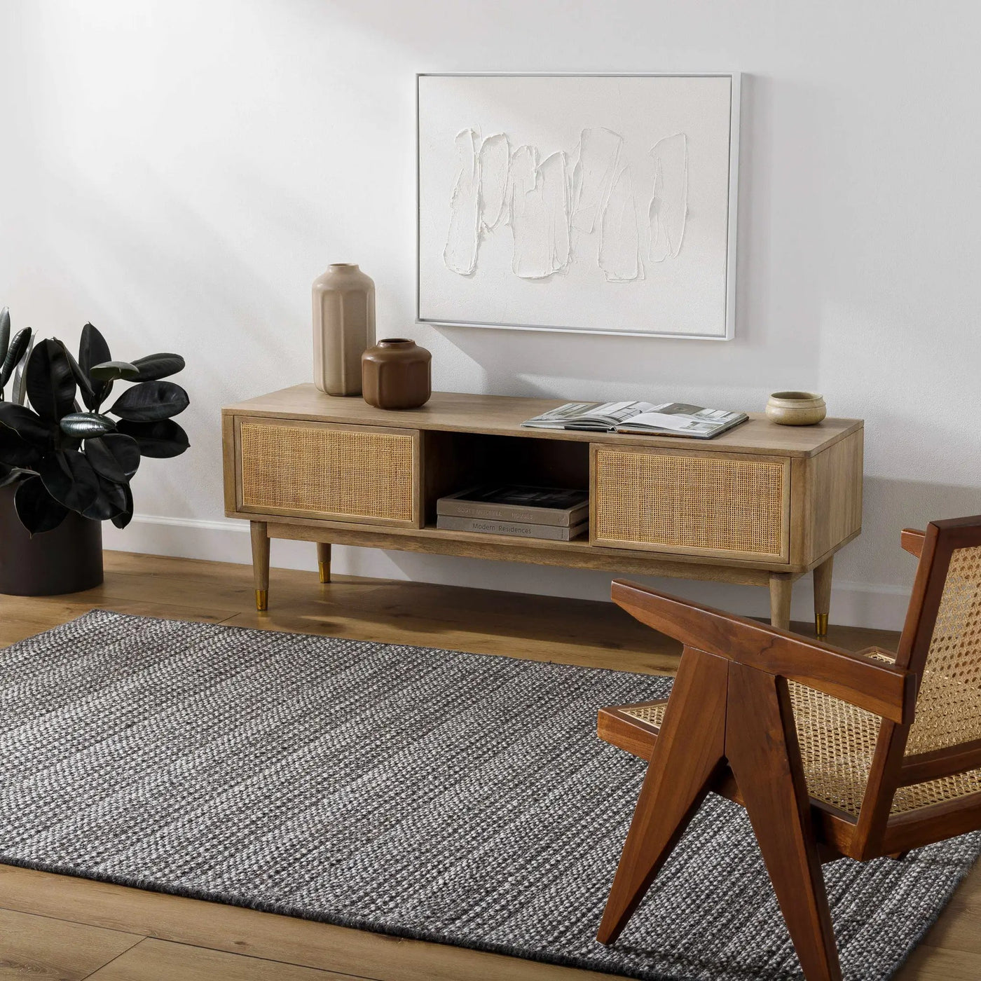Lonan Black Hand Loomed Area Rug - Clearance by Boutique Rugs