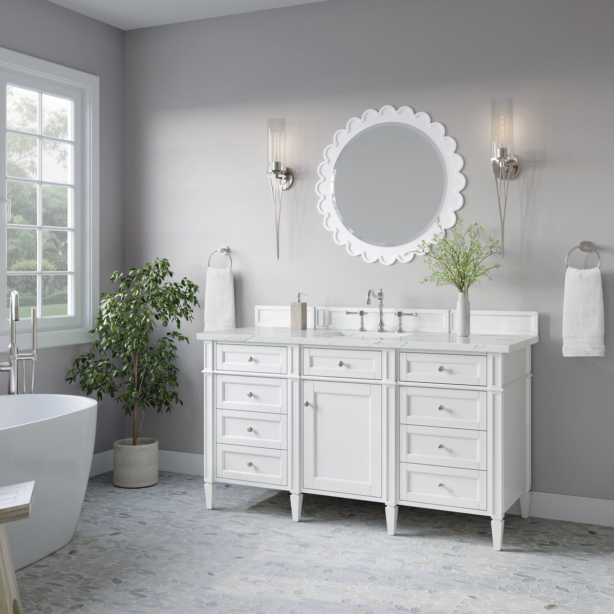 James Martin Brittany 60" Single Bathroom Vanity, Bright White, view 30