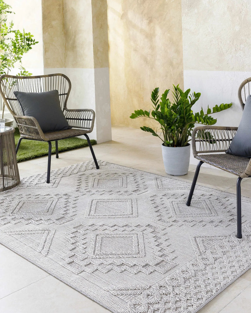 Arwid Light Gray Outdoor Area Rug - Clearance by Boutique Rugs