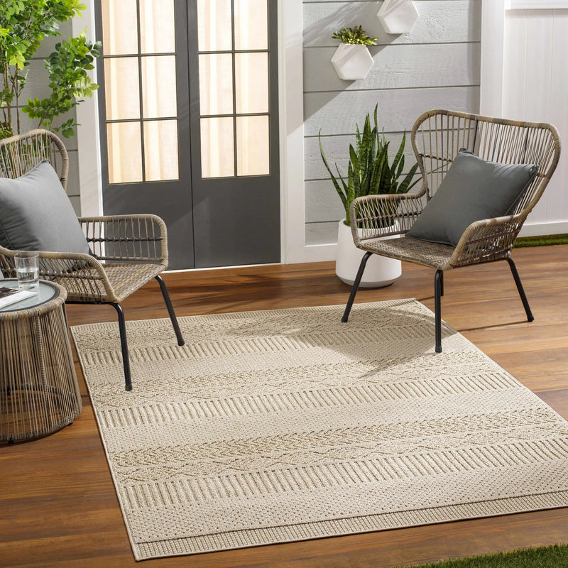Corom Beige Outdoor Area Rug - Clearance by Boutique Rugs