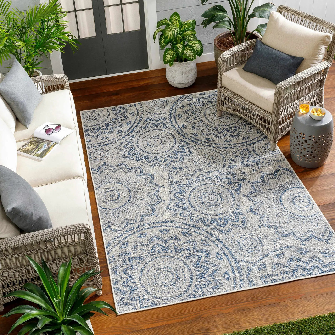 Ayala Blue Durable Outdoor Rug by Boutique Rugs