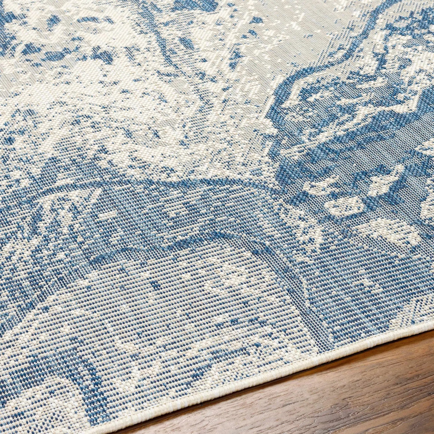 Basma Blue Marble Outdoor Area Rug - Clearance by Boutique Rugs