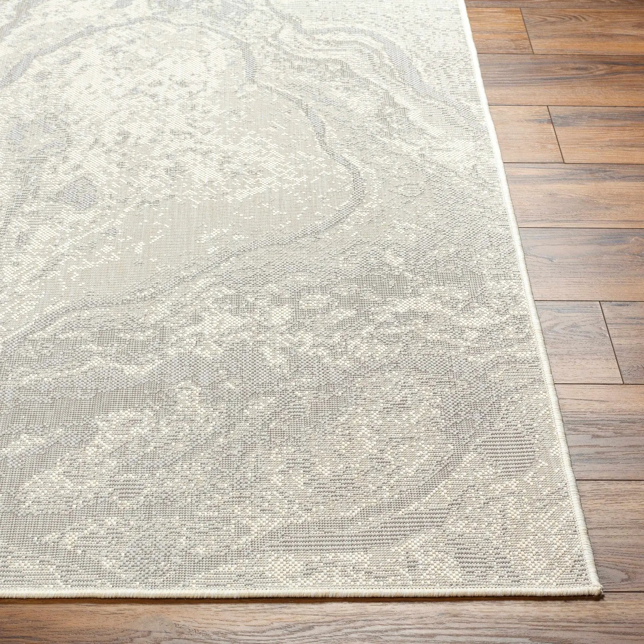 Basma Cream Marble Outdoor Area Rug - Clearance by Boutique Rugs