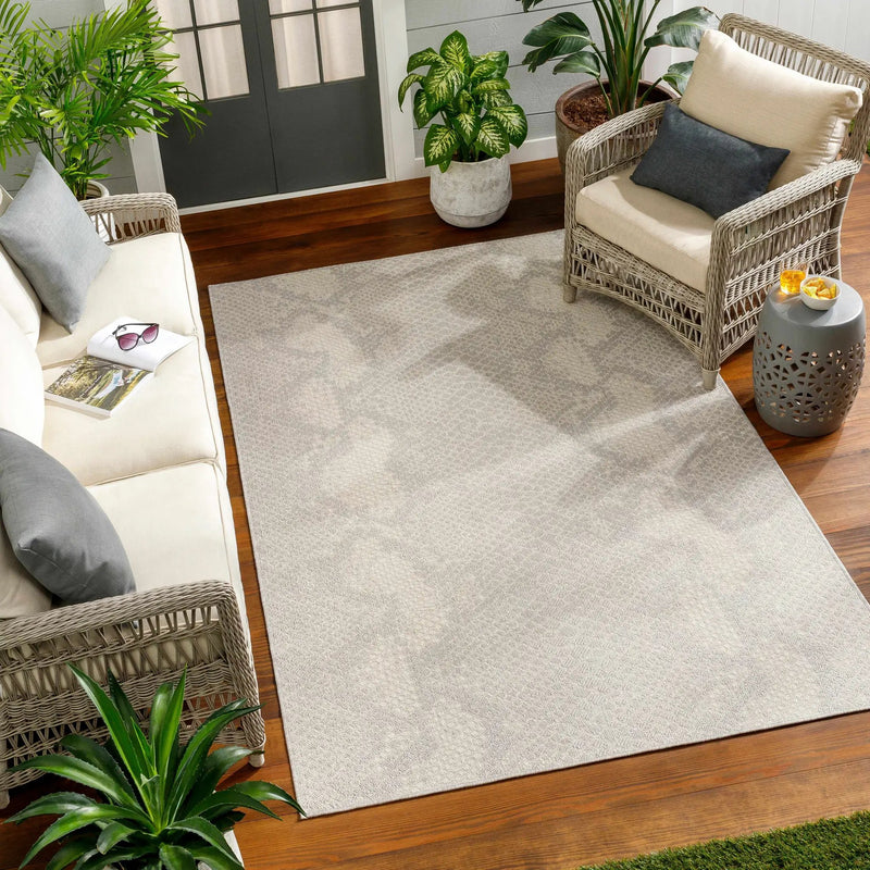 Estee Cream Snake-Patterned Outdoor Area Rug - Clearance by Boutique Rugs