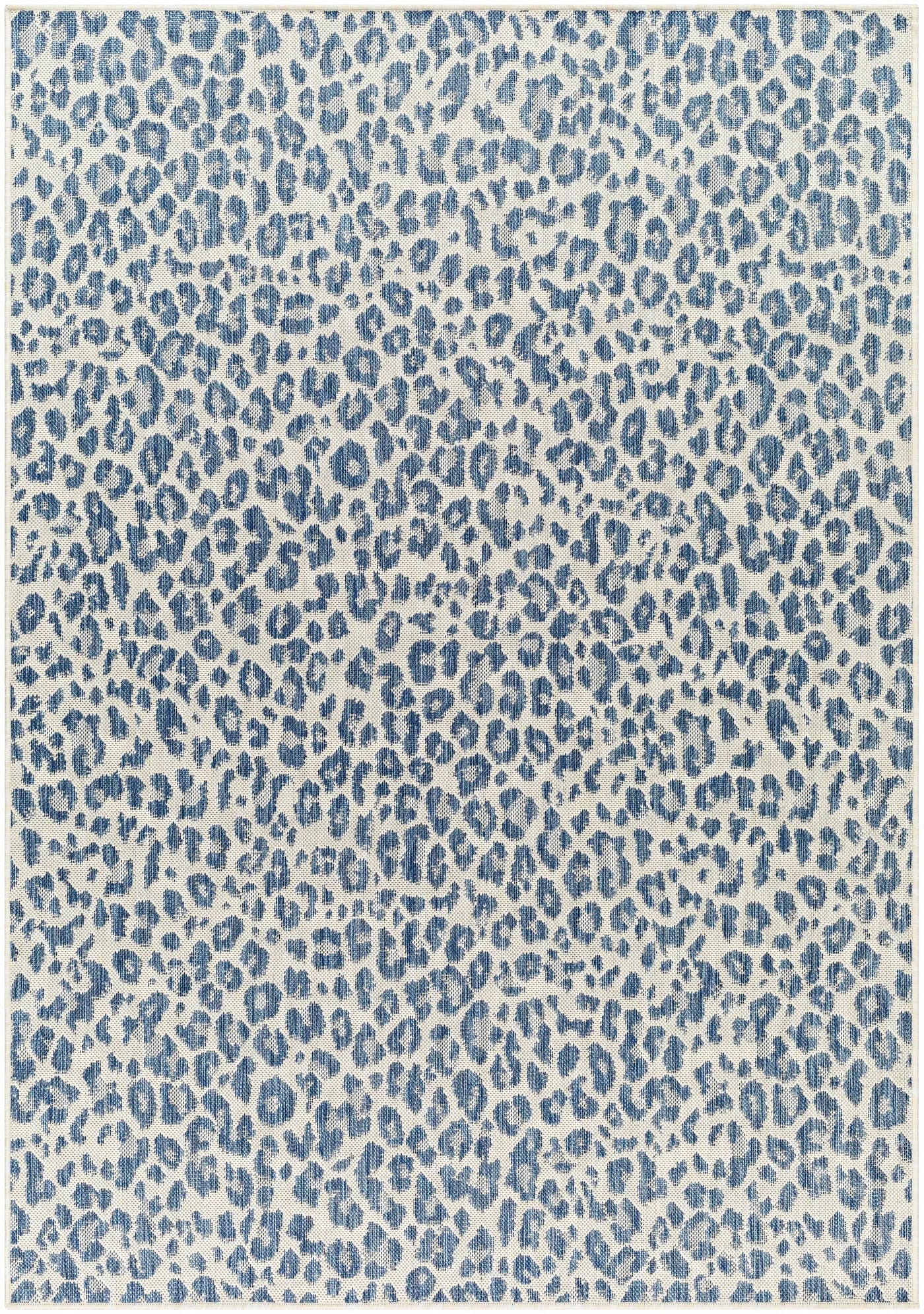 Garbo Blue Leopard Print Outdoor Area Rug - Clearance by Boutique Rugs