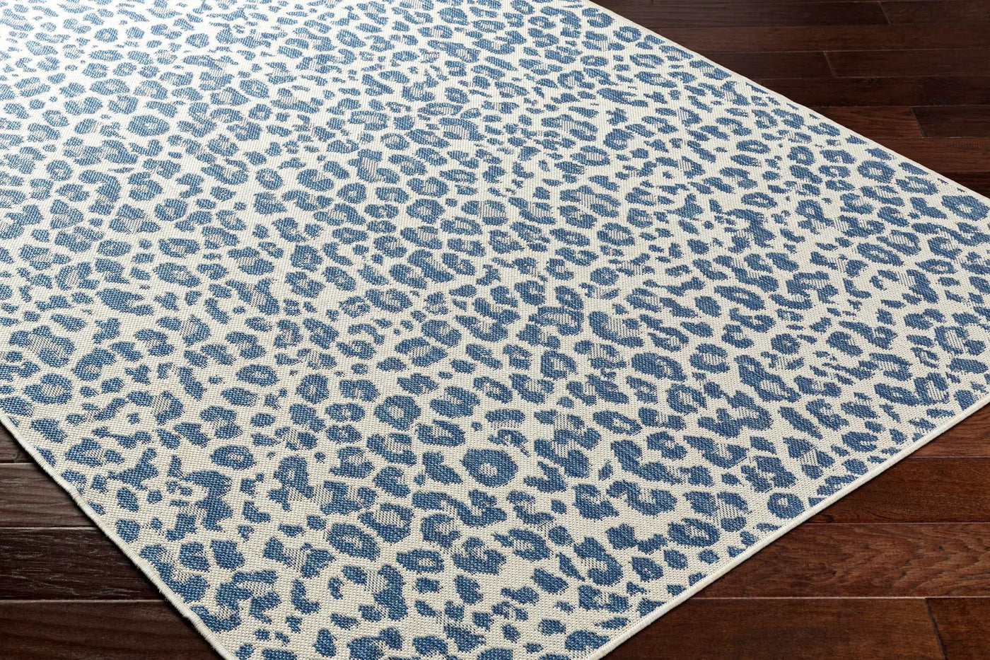 Garbo Blue Leopard Print Outdoor Area Rug - Clearance by Boutique Rugs