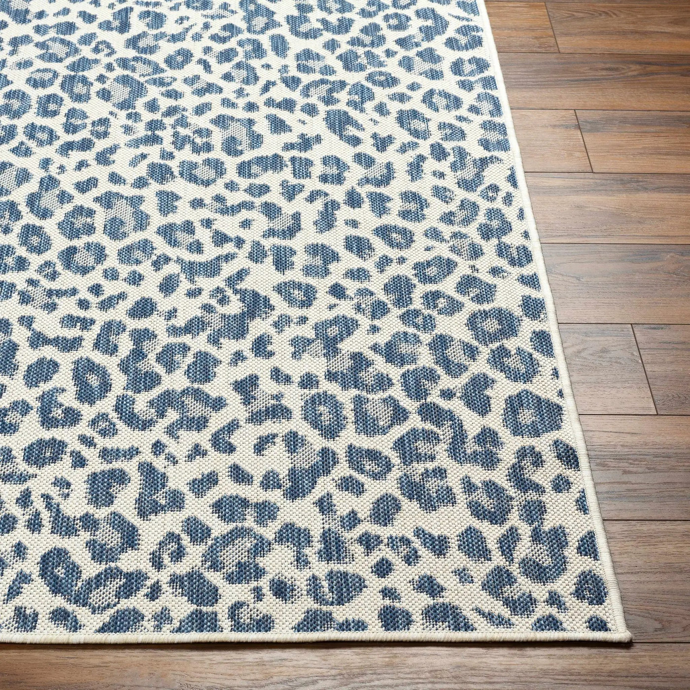 Garbo Blue Leopard Print Outdoor Area Rug - Clearance by Boutique Rugs