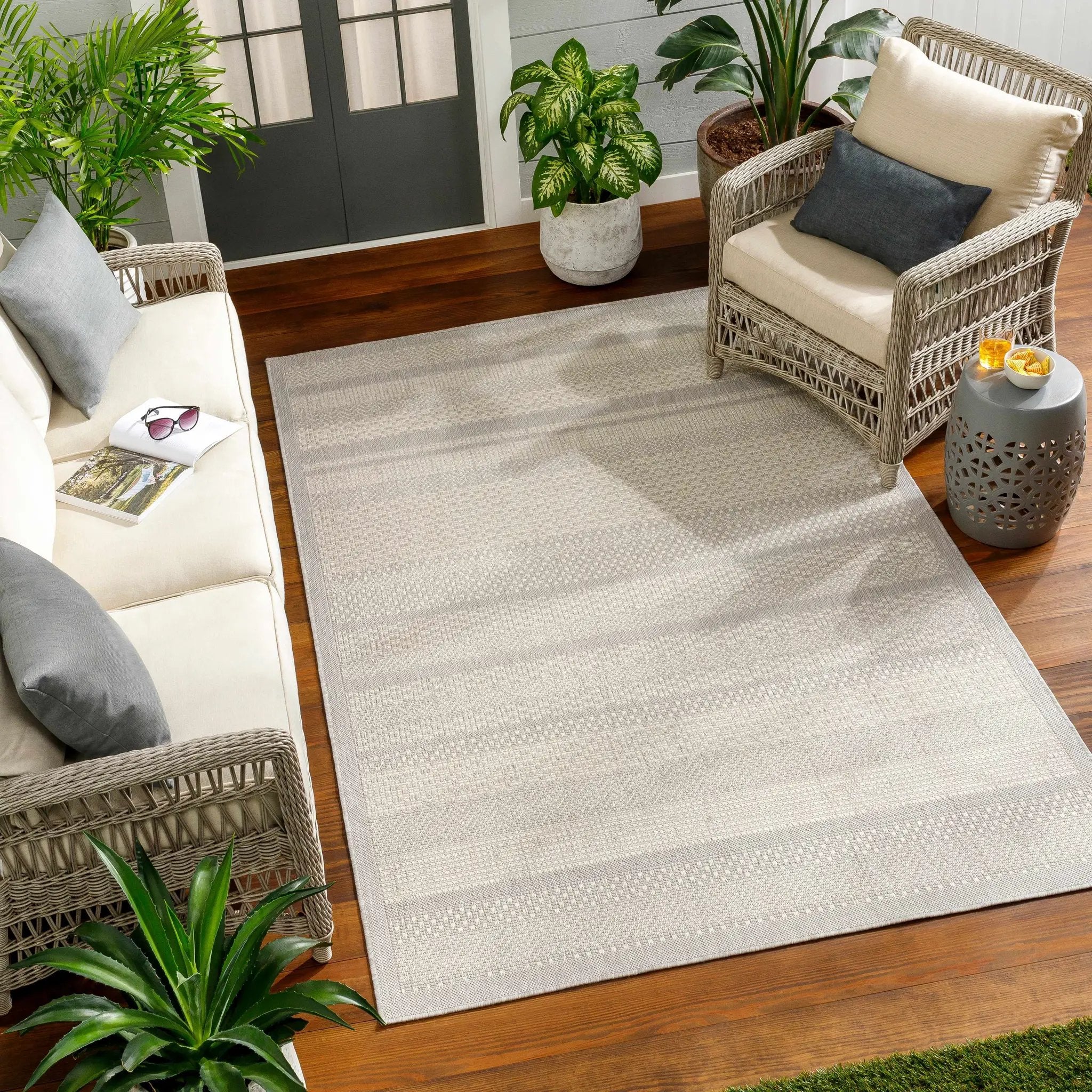 Hessa Cream Outdoor Area Rug - Clearance by Boutique Rugs