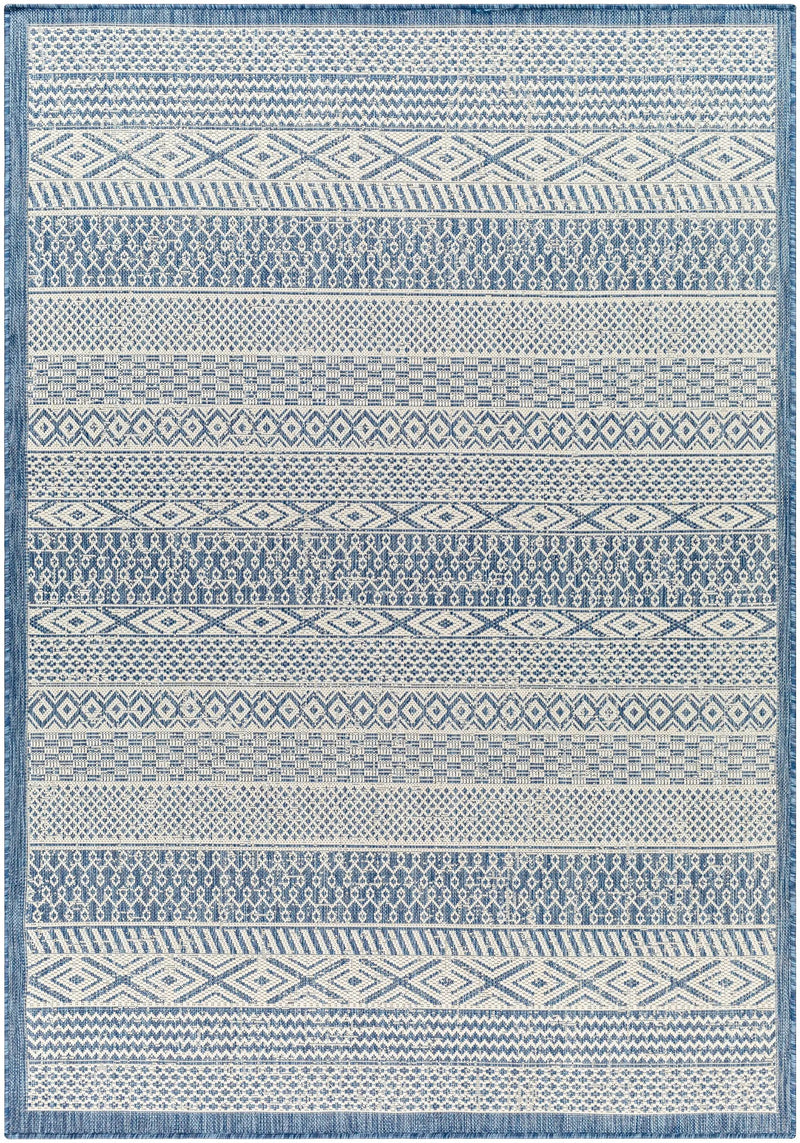 Humla Blue Aztec Outdoor Area Rug - Clearance by Boutique Rugs