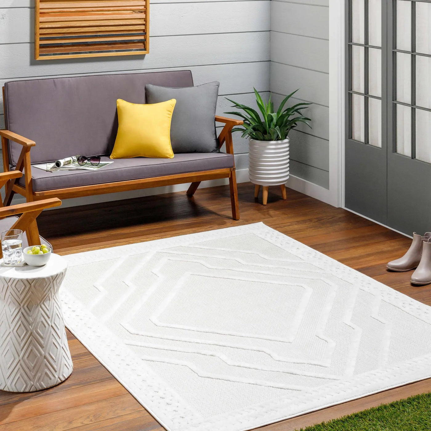 Anja Cream Outdoor Rug - Clearance by Boutique Rugs