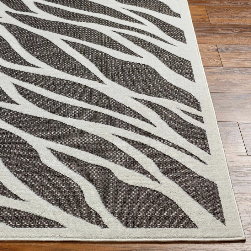 Astra Zebra Print Black Outdoor Rug - Clearance by Boutique Rugs
