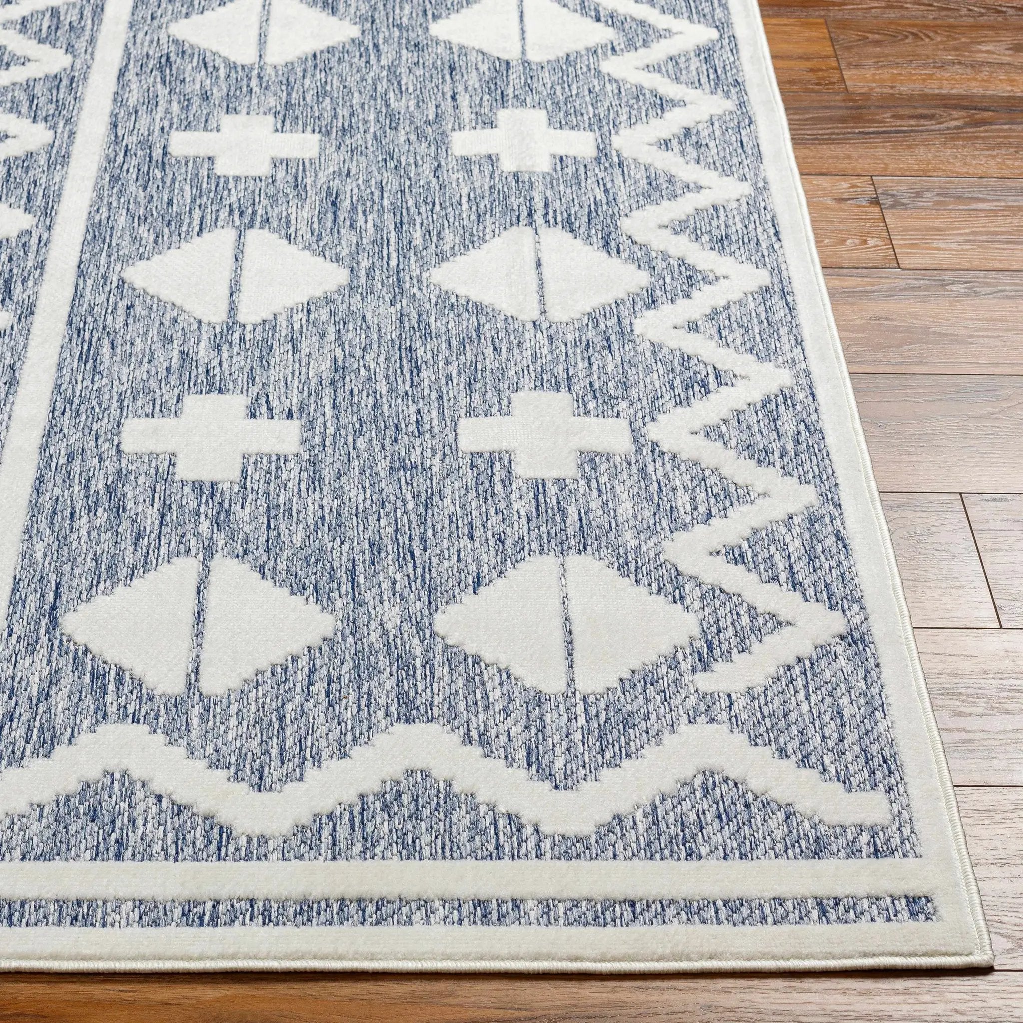 Elio Blue Outdoor Rug - Clearance by Boutique Rugs