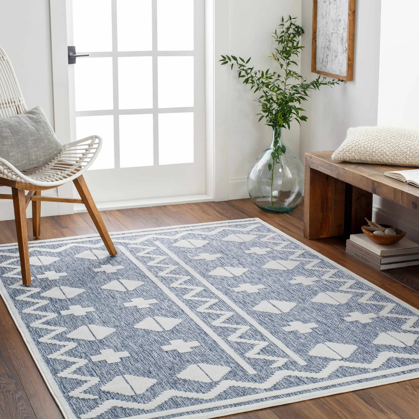 Elio Blue Outdoor Rug - Clearance by Boutique Rugs