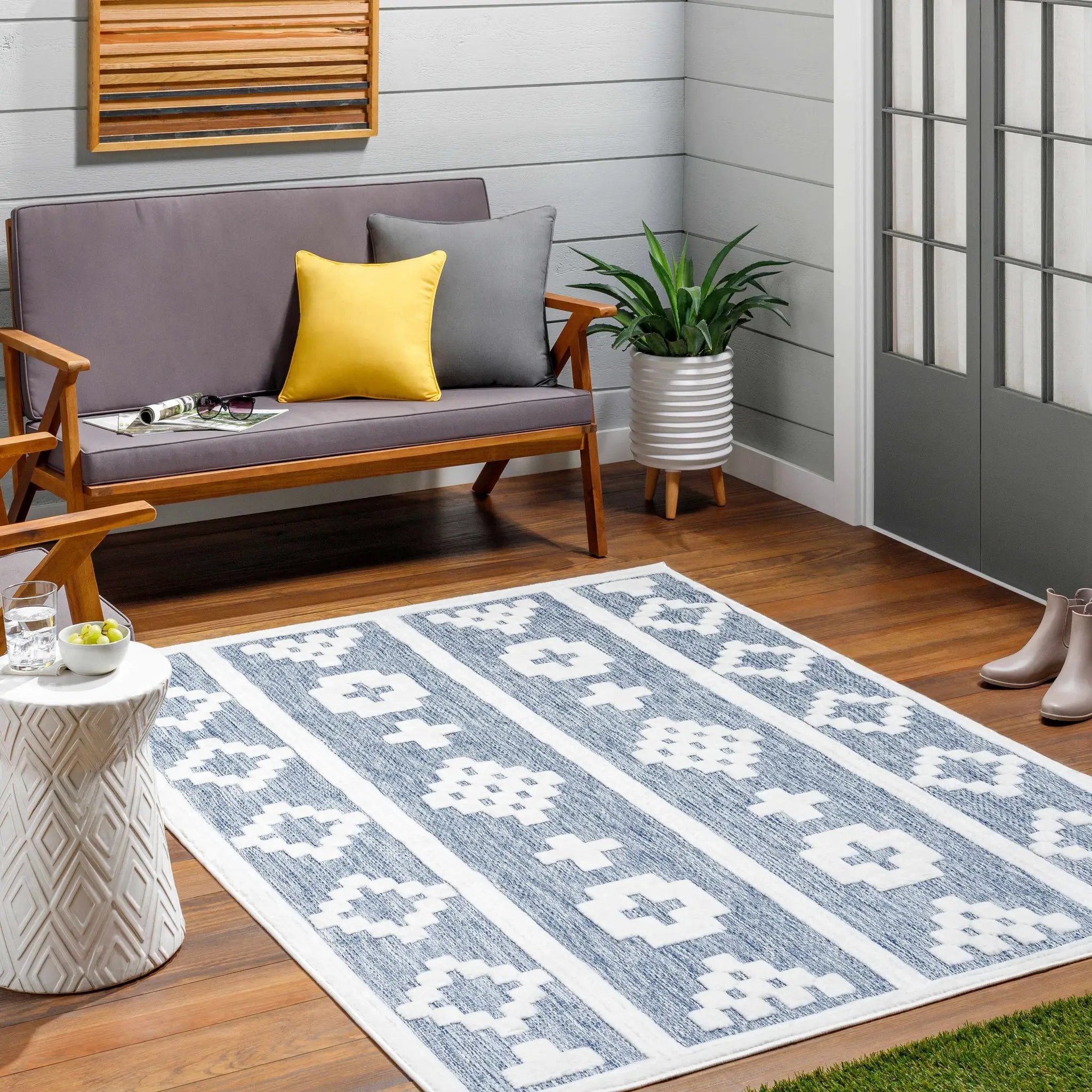 Hiro Blue Outdoor Rug - Clearance by Boutique Rugs