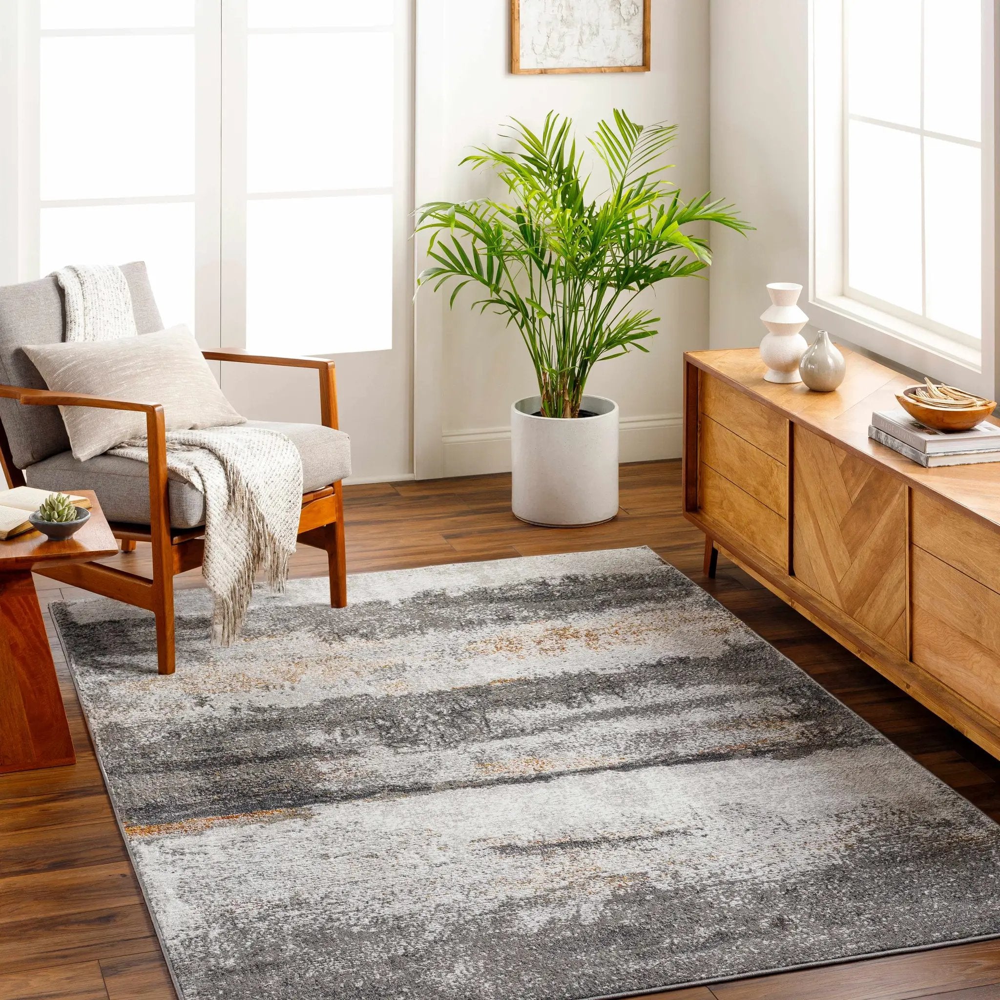Adam Gray Abstract Area Rug - Clearance by Boutique Rugs