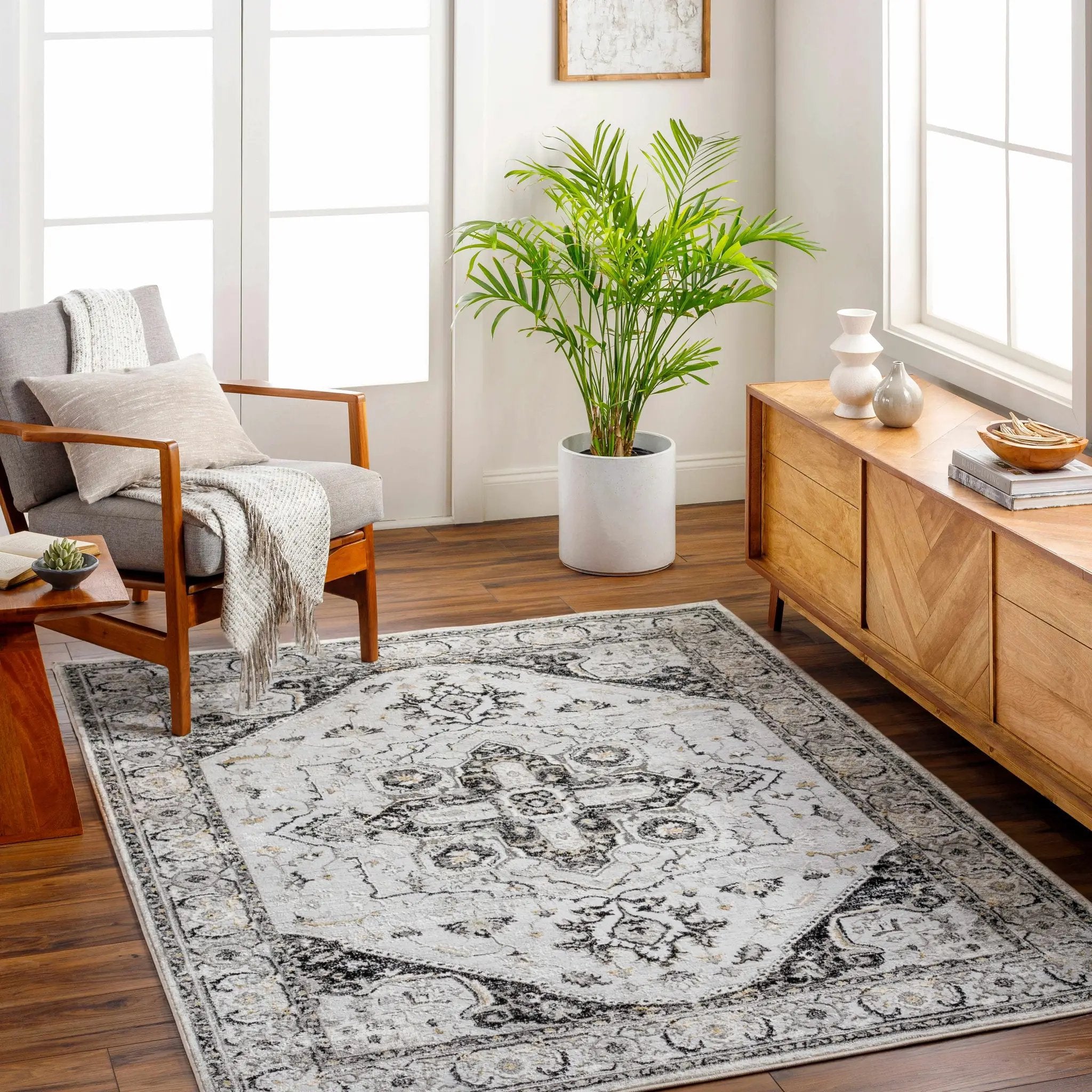 Gauri Gray Medallion Area Rug - Clearance by Boutique Rugs