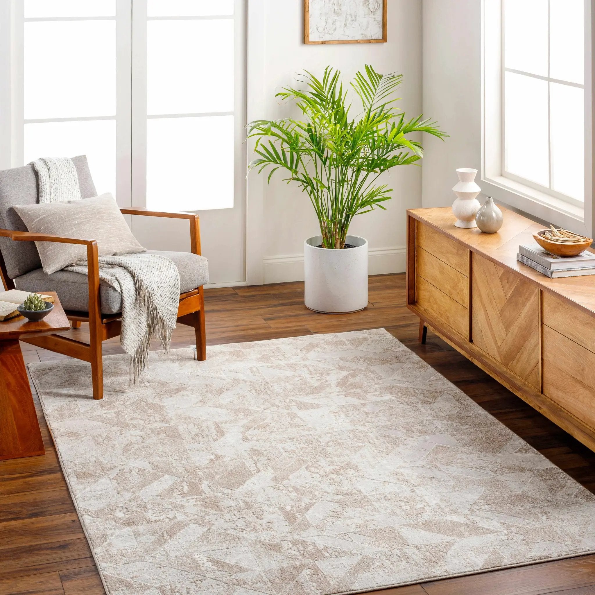 Gonca Gray Geometric Area Rug - Clearance by Boutique Rugs
