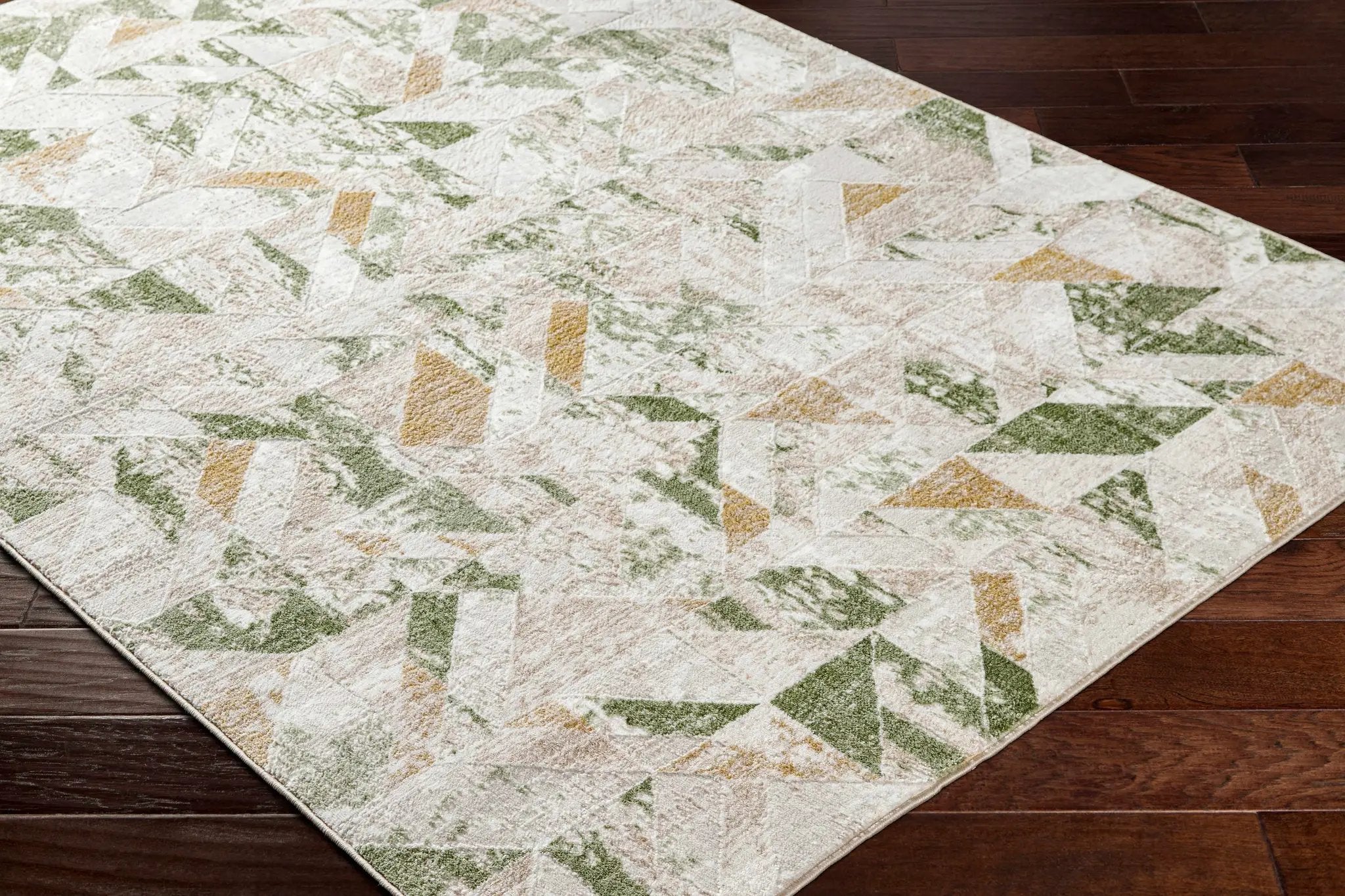Gonca Green Geometric Area Rug by Boutique Rugs