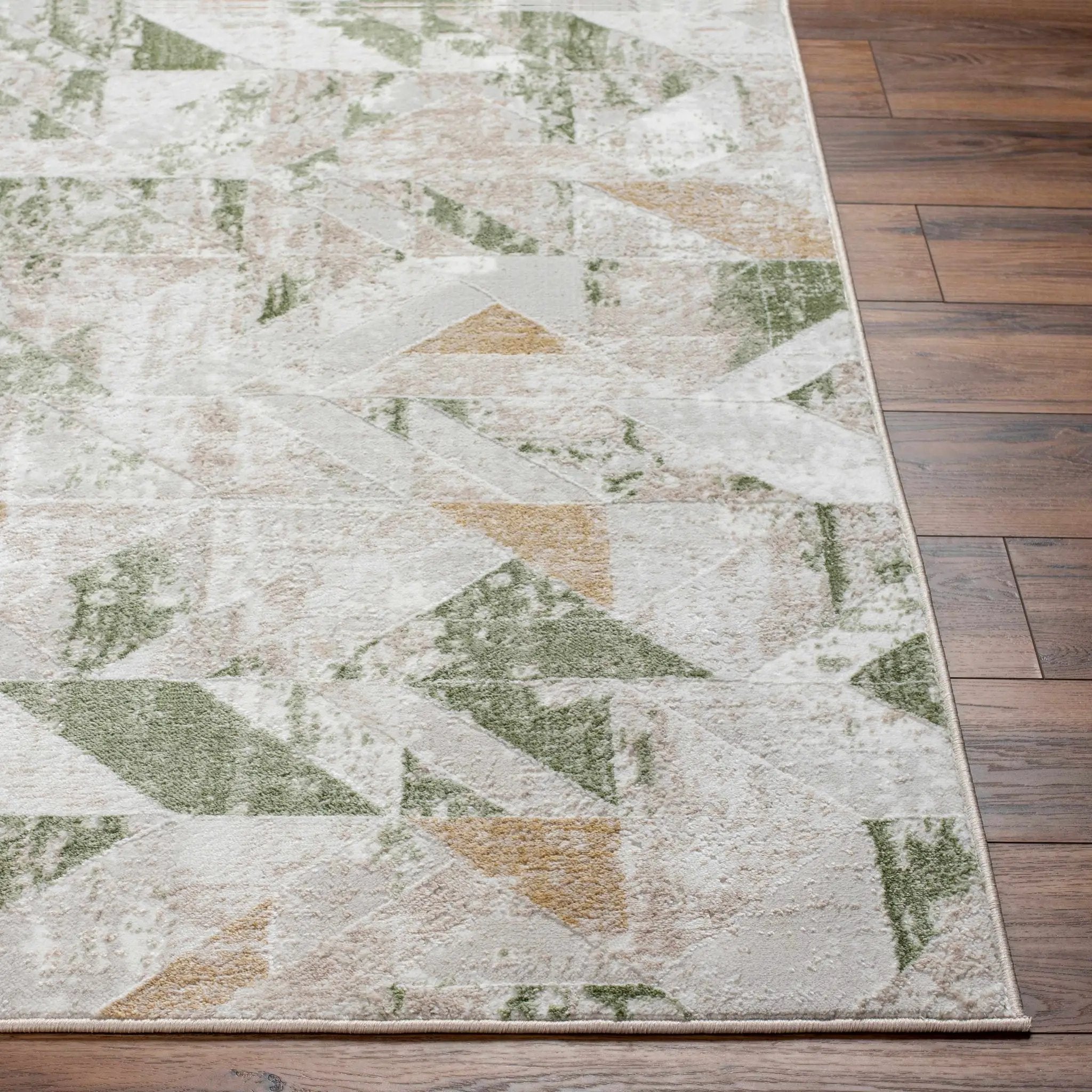 Gonca Green Geometric Area Rug by Boutique Rugs