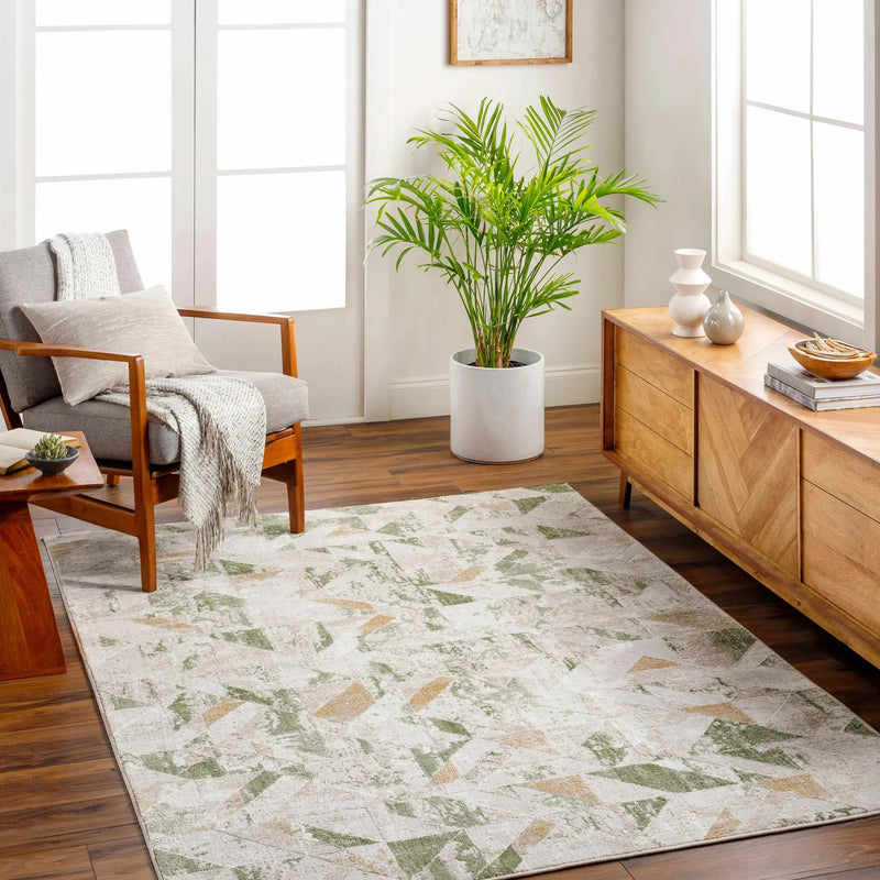 Gonca Green Geometric Area Rug by Boutique Rugs