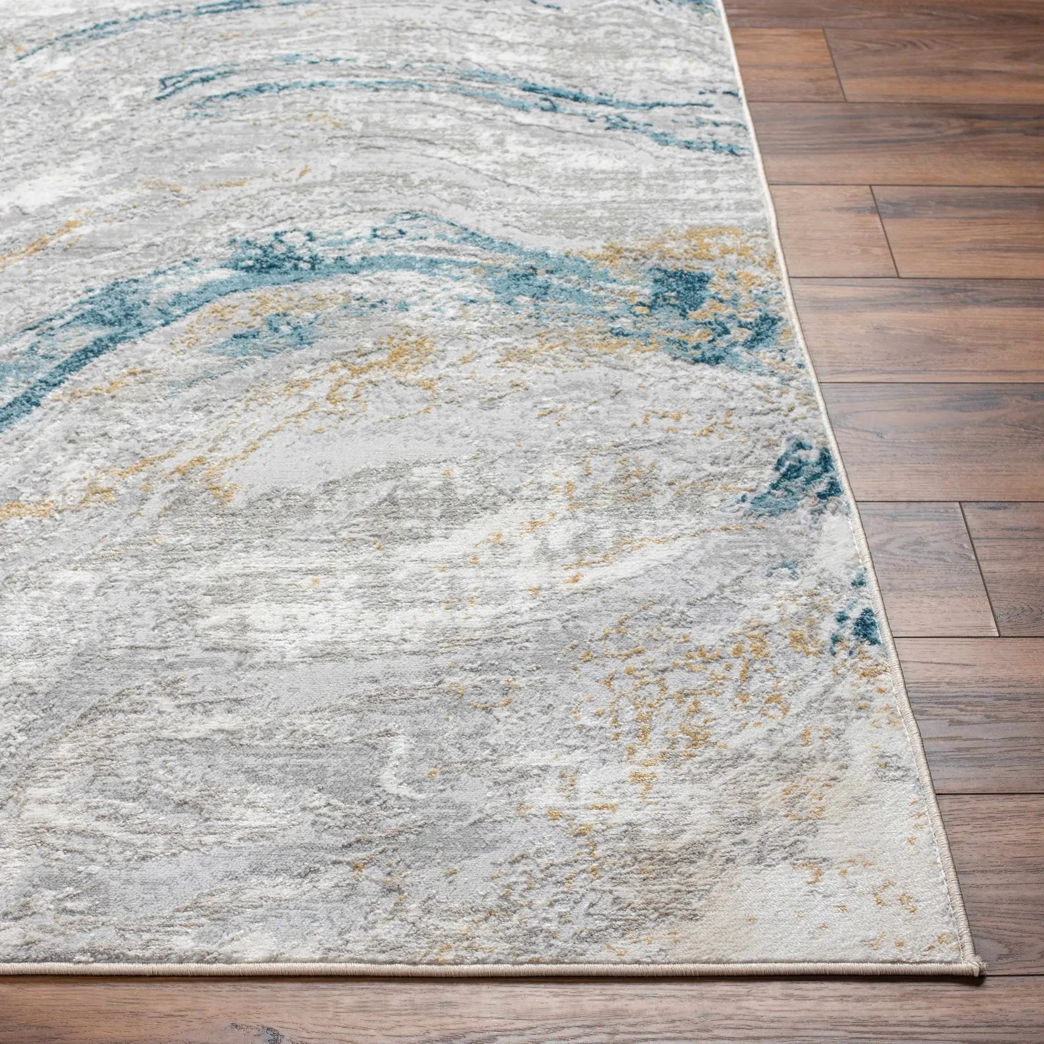 Tess Silver Blue Marble Area Rug - Clearance by Boutique Rugs