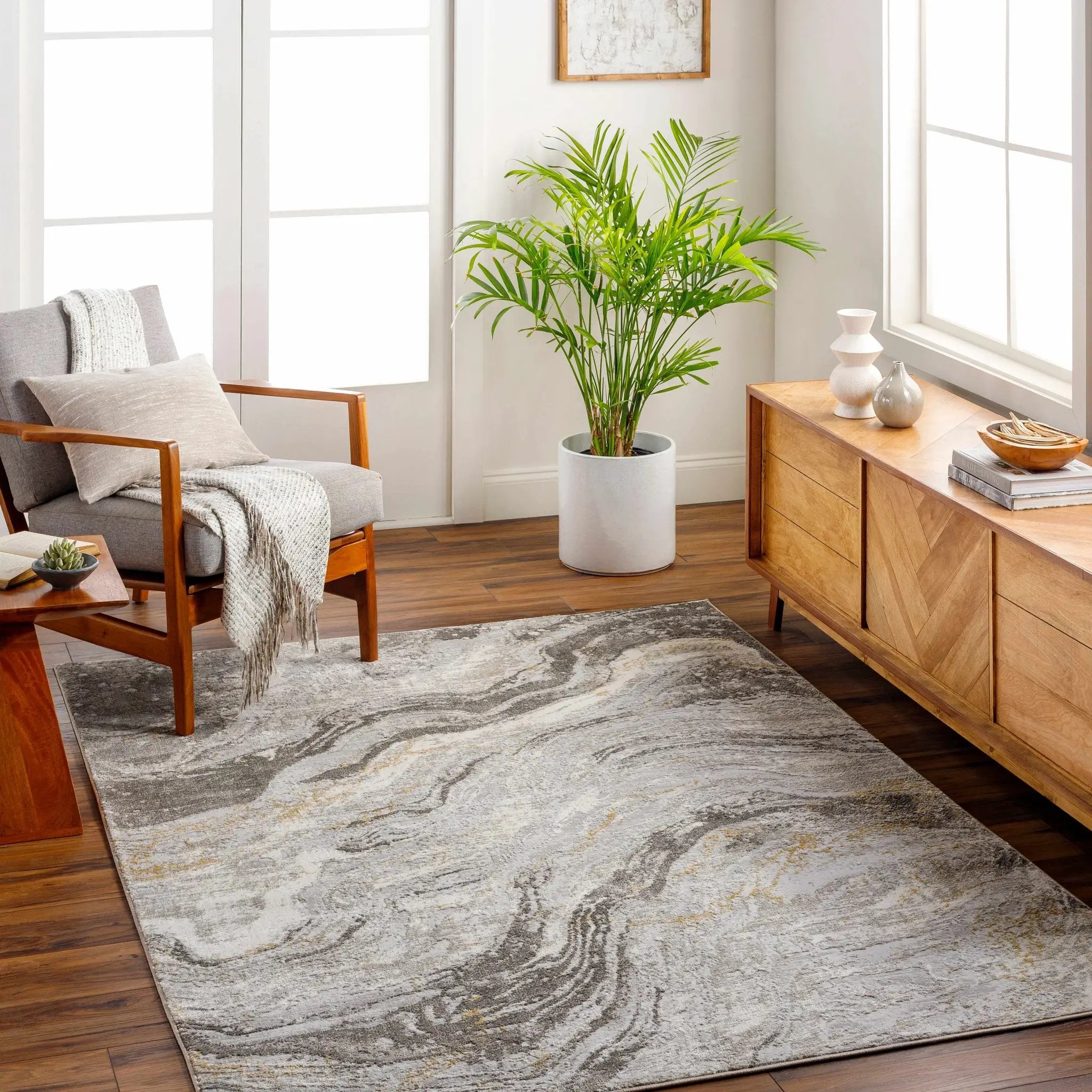 Tess Gray & Brown Marble Area Rug - Clearance by Boutique Rugs