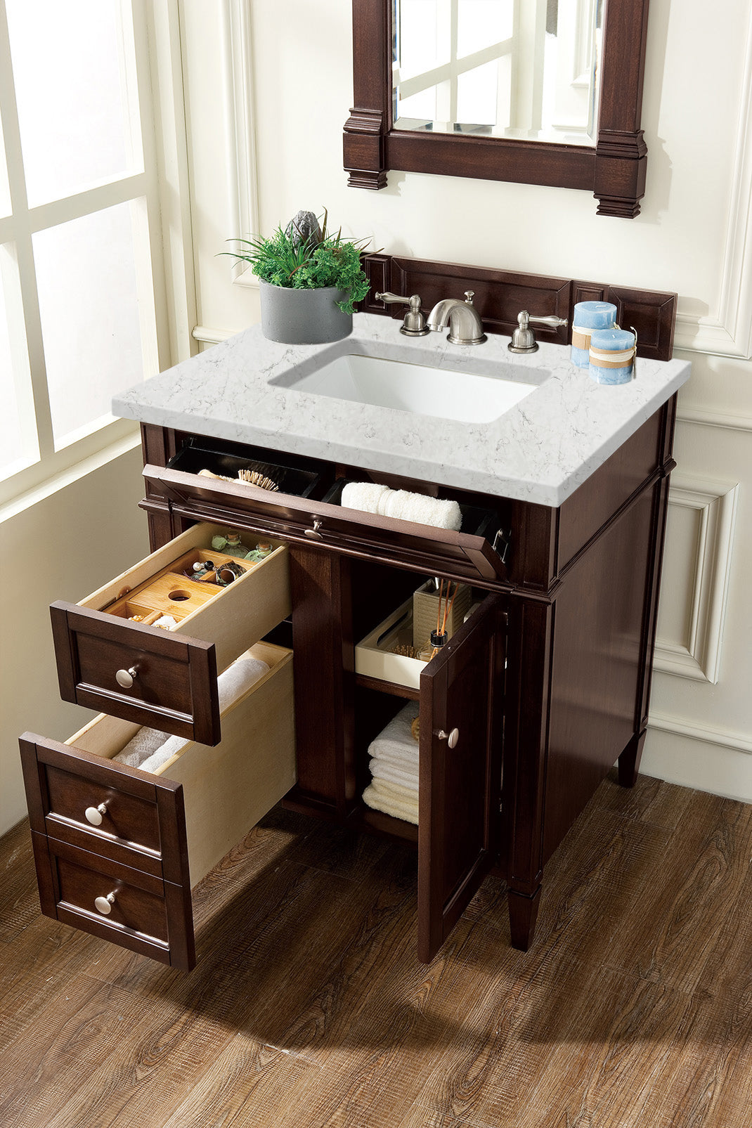 James Martin Brittany 30" Single Bathroom Vanity, Burnished Mahogany, view 36