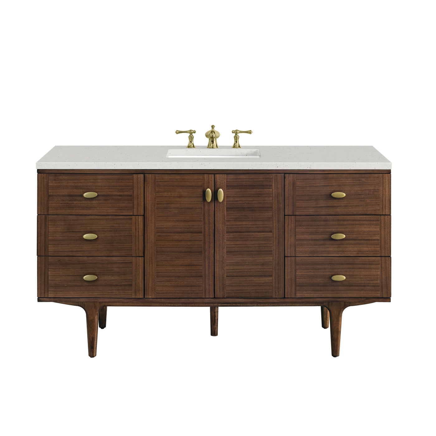 James Martin Amberly 60" Dual Mount Single Bathroom Vanity, Mid-Century Walnut by James Martin
