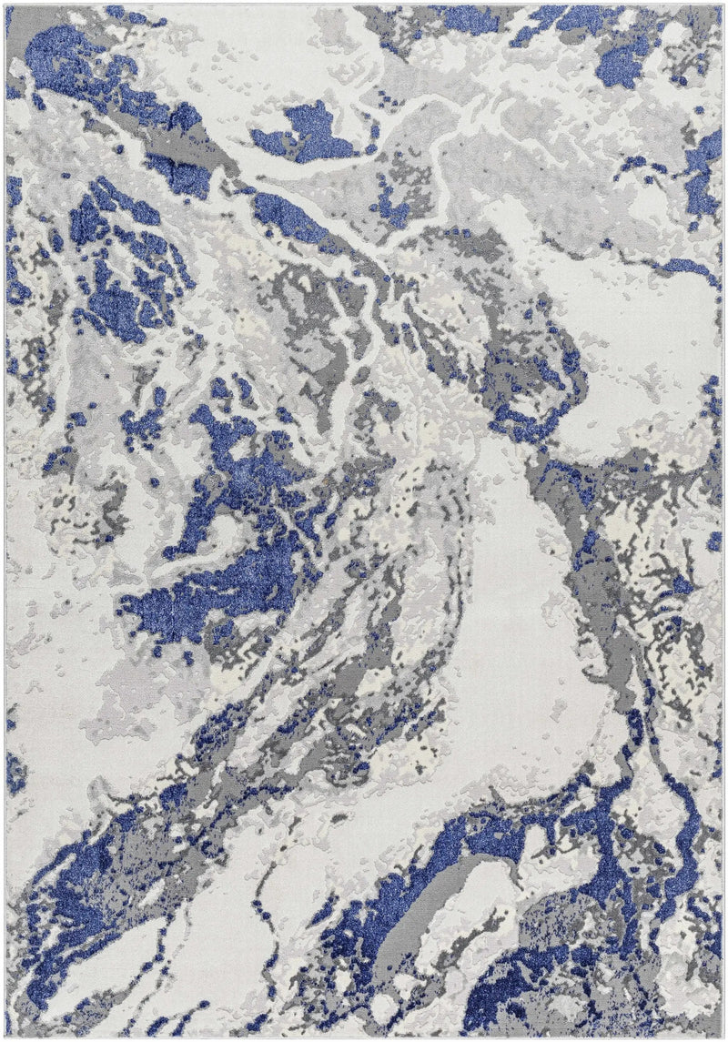 Kaleo Gray & Blue Marble Area Rug - Clearance by Boutique Rugs