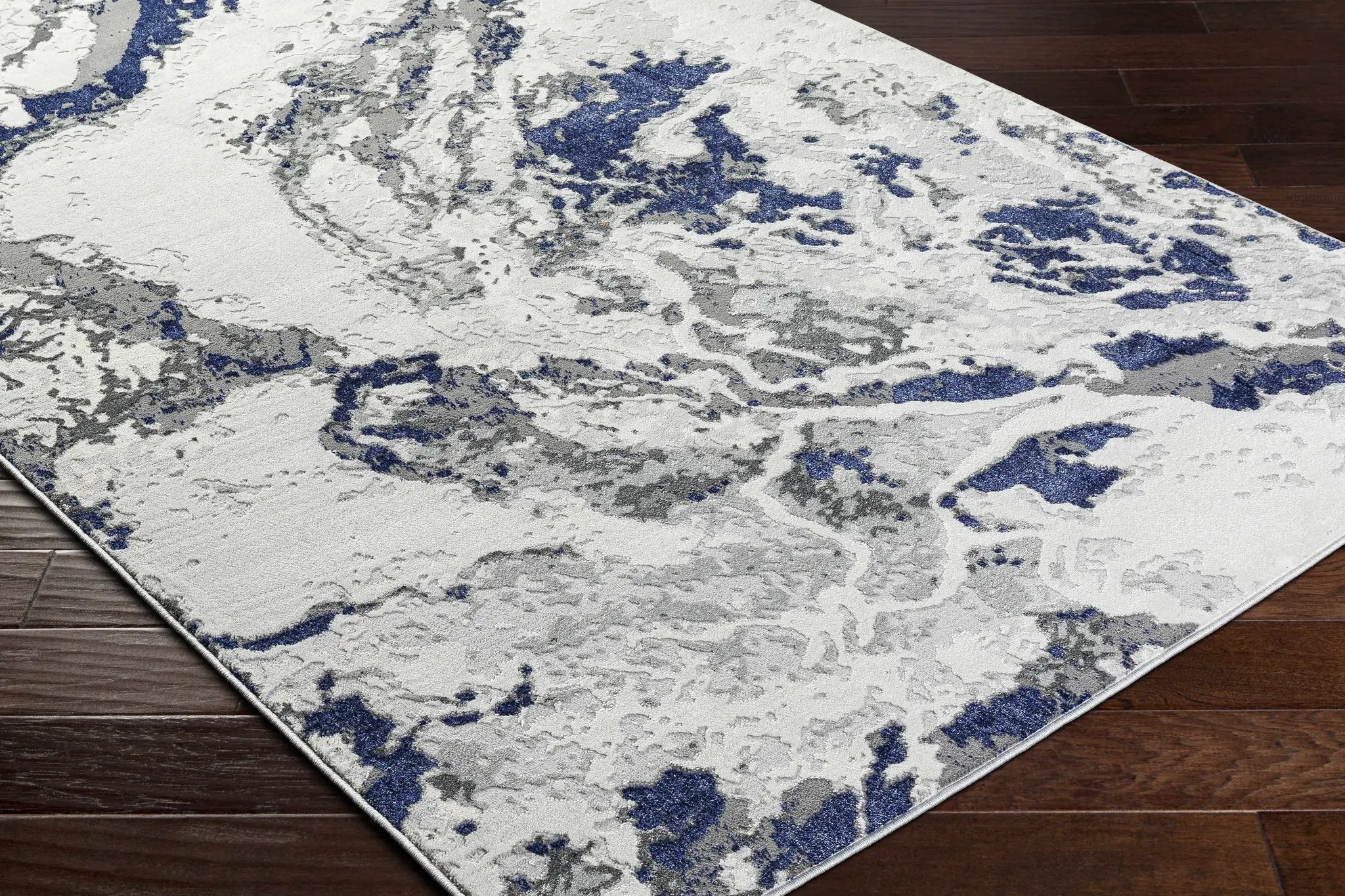 Kaleo Gray & Blue Marble Area Rug - Clearance by Boutique Rugs
