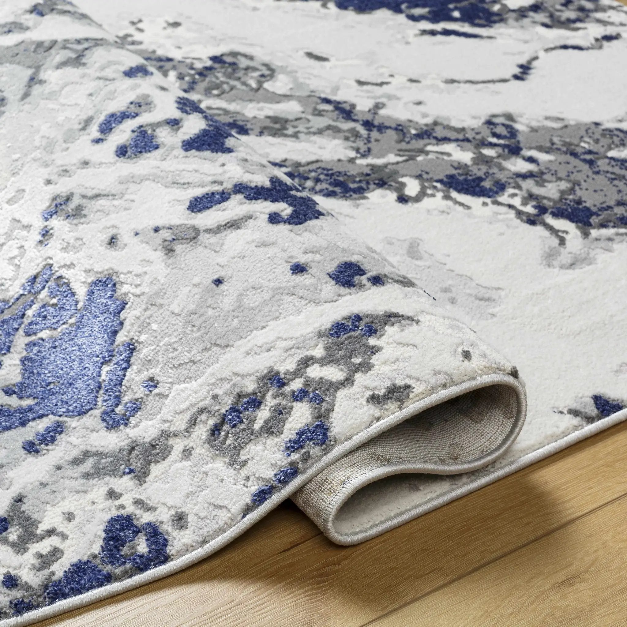 Kaleo Gray & Blue Marble Area Rug - Clearance by Boutique Rugs