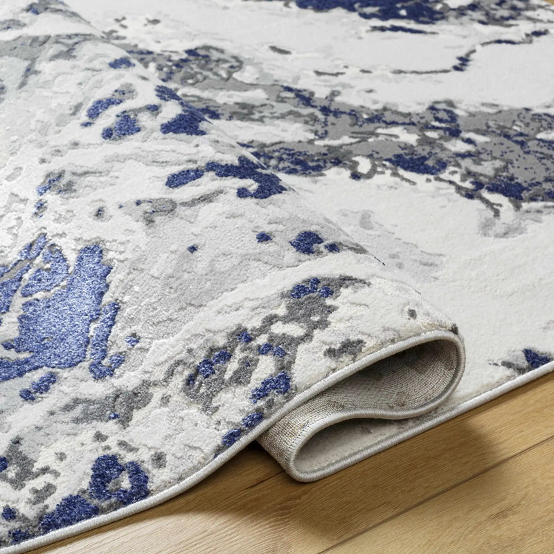 Kaleo Gray & Blue Marble Area Rug - Clearance by Boutique Rugs