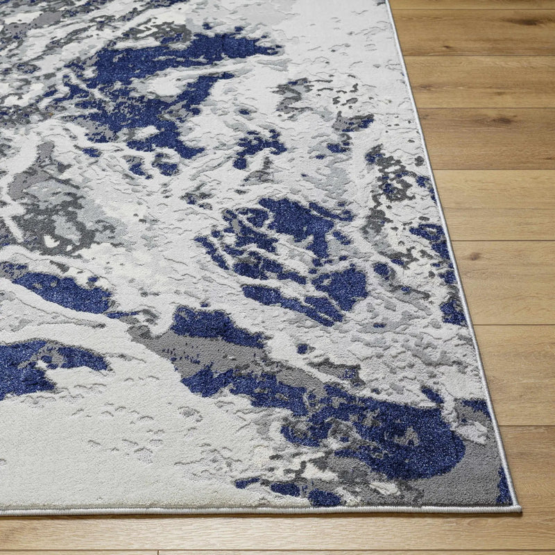 Kaleo Gray & Blue Marble Area Rug - Clearance by Boutique Rugs