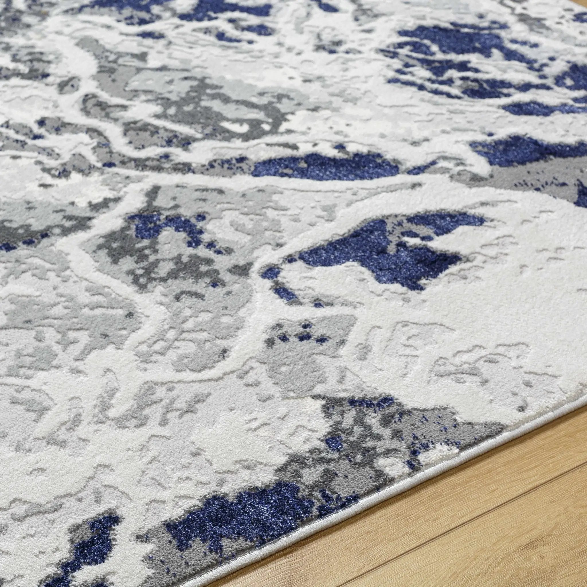 Kaleo Gray & Blue Marble Area Rug - Clearance by Boutique Rugs