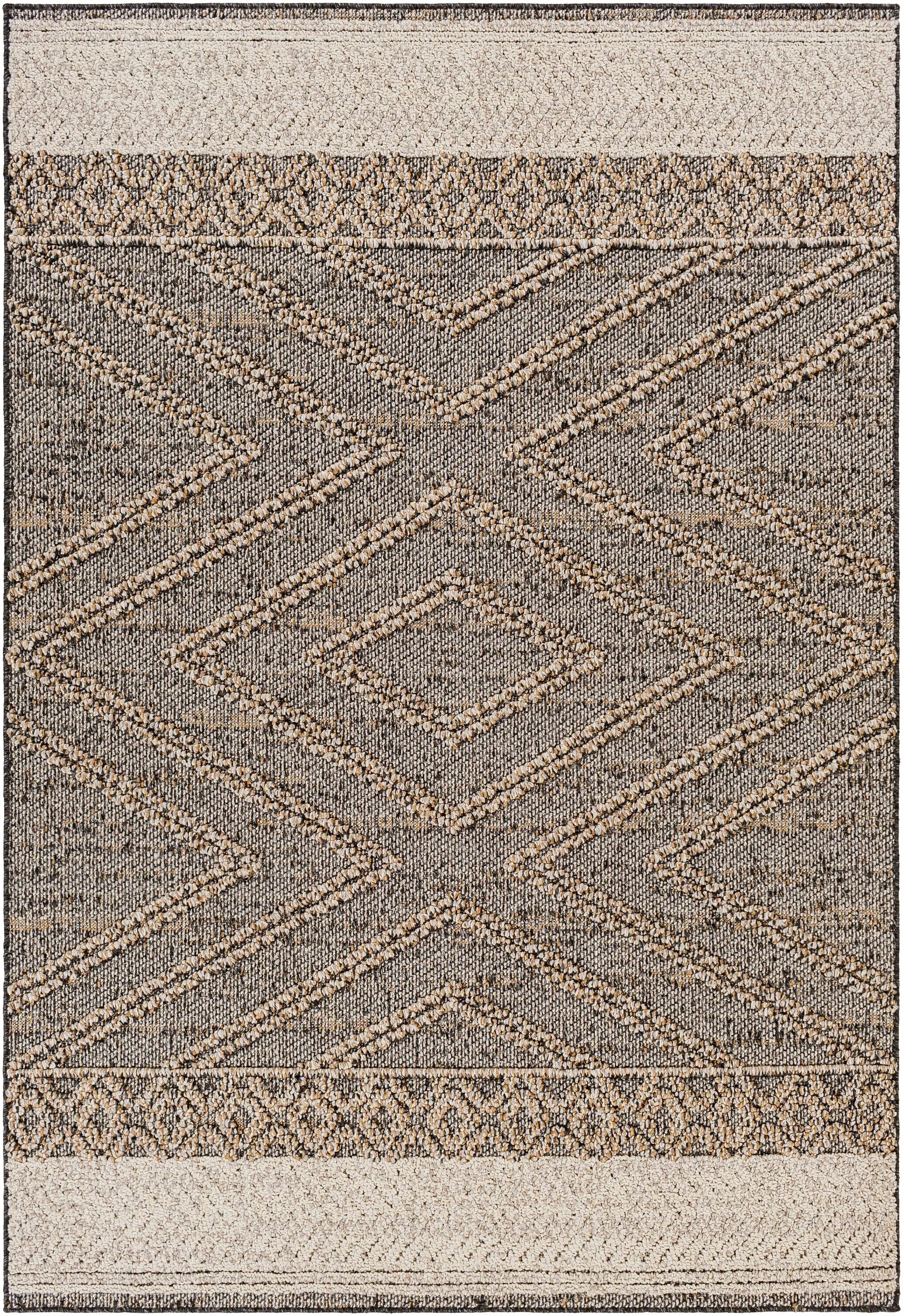 Beige Charcoal Areli Outdoor Area Rug by Boutique Rugs