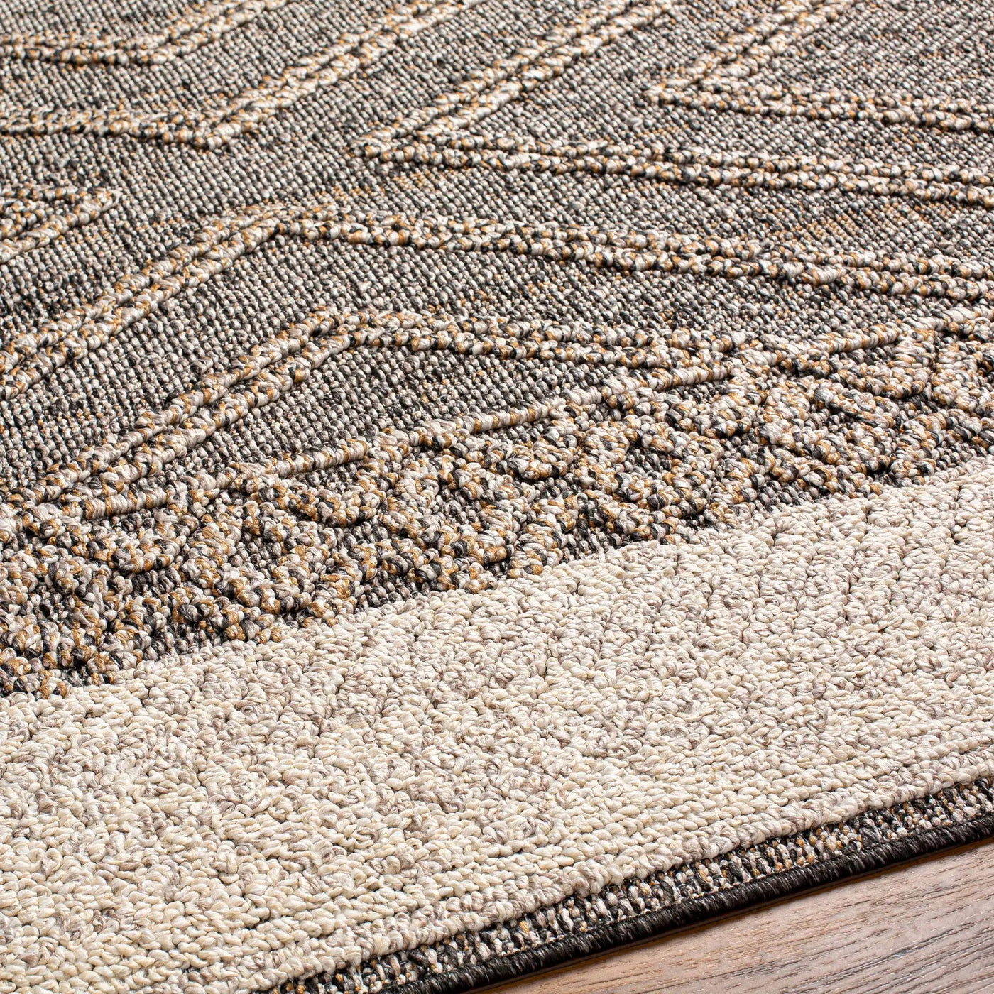 Beige Charcoal Areli Outdoor Area Rug by Boutique Rugs