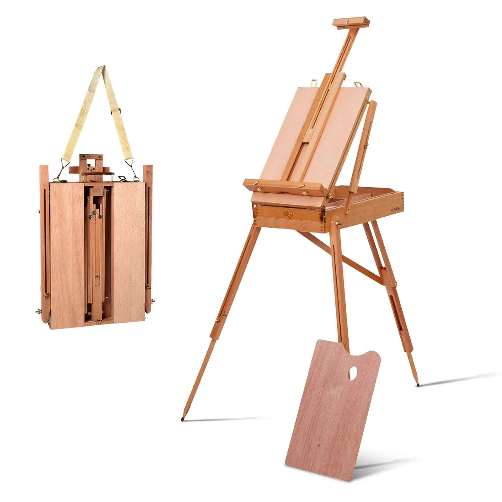 Tripod Folding French Wooden Easel with Sketch Box by DirectDeals