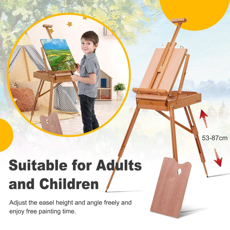 Tripod Folding French Wooden Easel with Sketch Box by DirectDeals