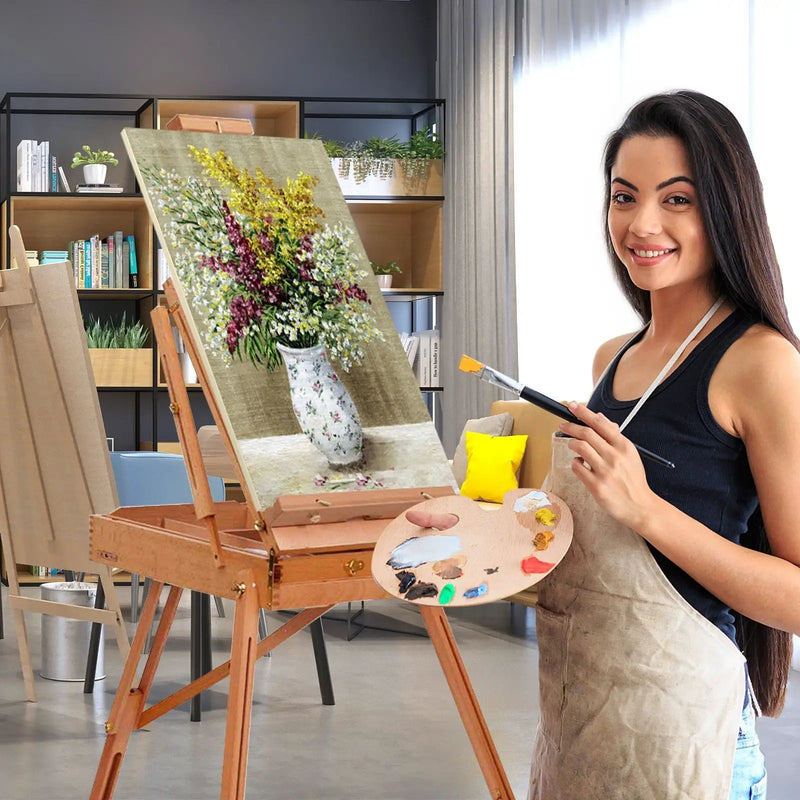 Tripod Folding French Wooden Easel with Sketch Box by DirectDeals