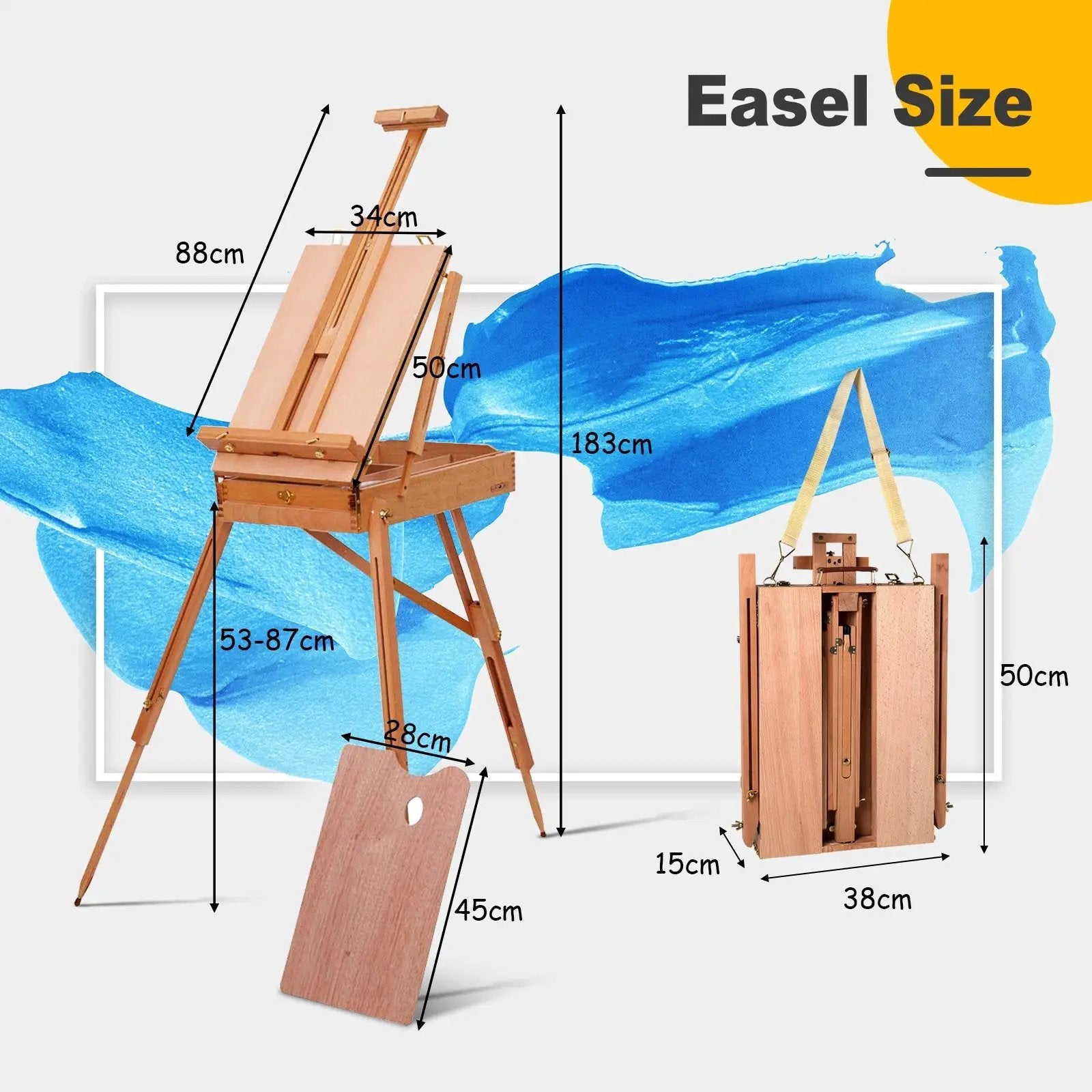 Tripod Folding French Wooden Easel with Sketch Box by DirectDeals