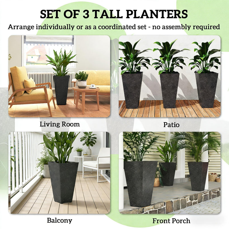 Stackable Taper Planters Set of 3 with Marble Finish, photo 4 of 9