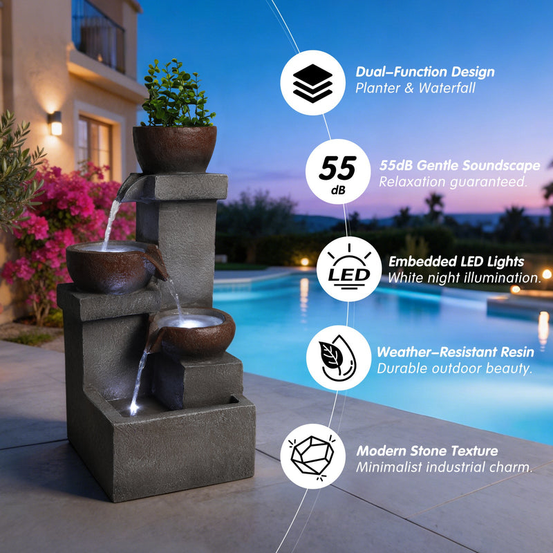 Resin Outdoor Fountain and Planter Stacked Stone, photo 4 of 9