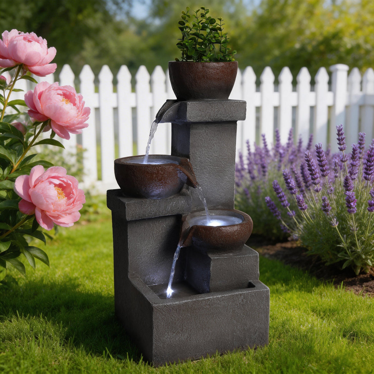 Resin Outdoor Fountain and Planter Stacked Stone, photo 2 of 9