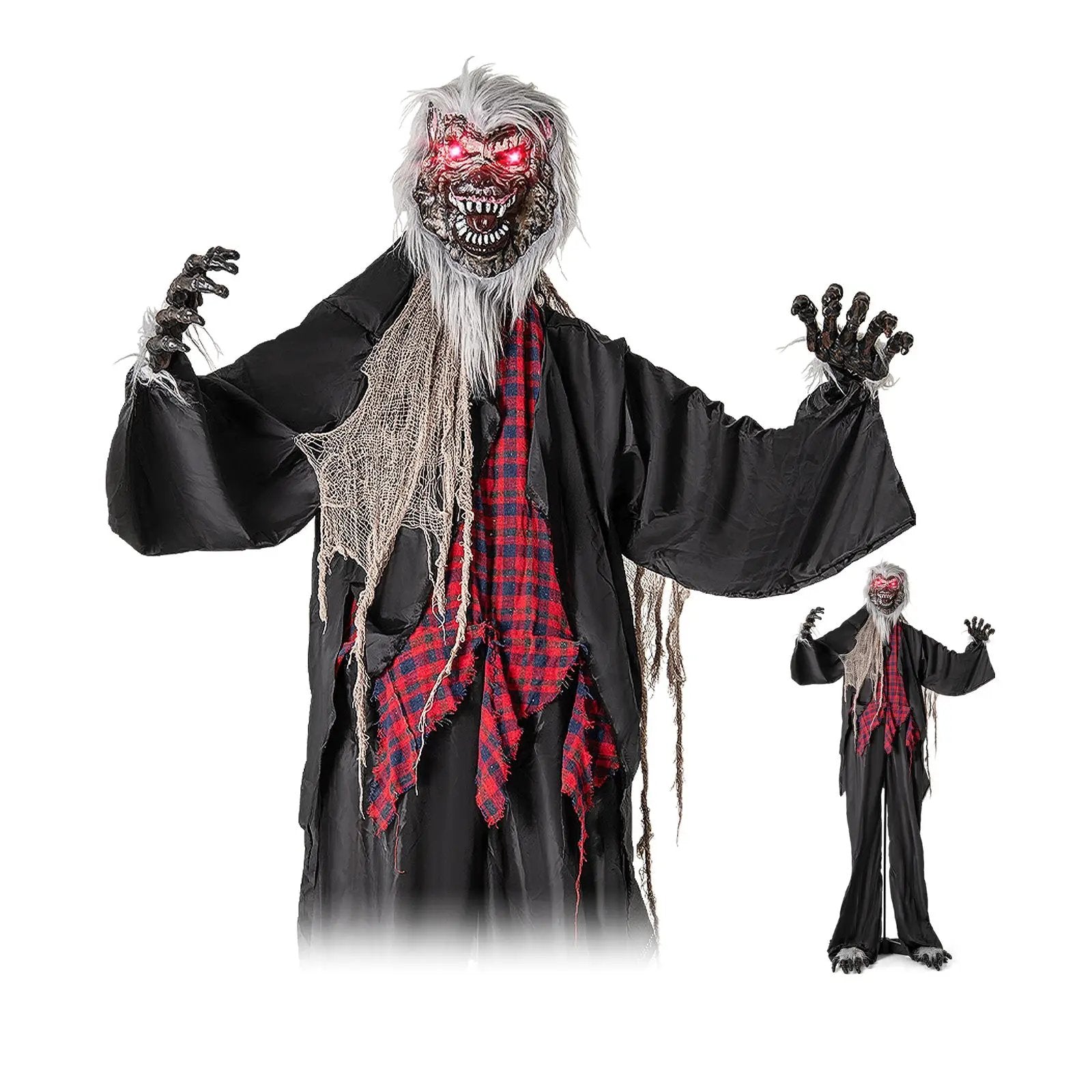 8.2 FT Standing Animatronic Werewolf with Howling Sounds Red Flashing Eyes and Poseable Arms by DirectDeals