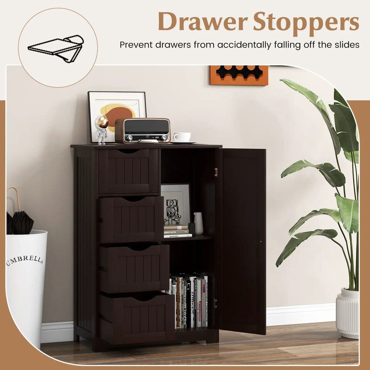Standing Indoor Wooden Cabinet with 4 Drawers by DirectDeals