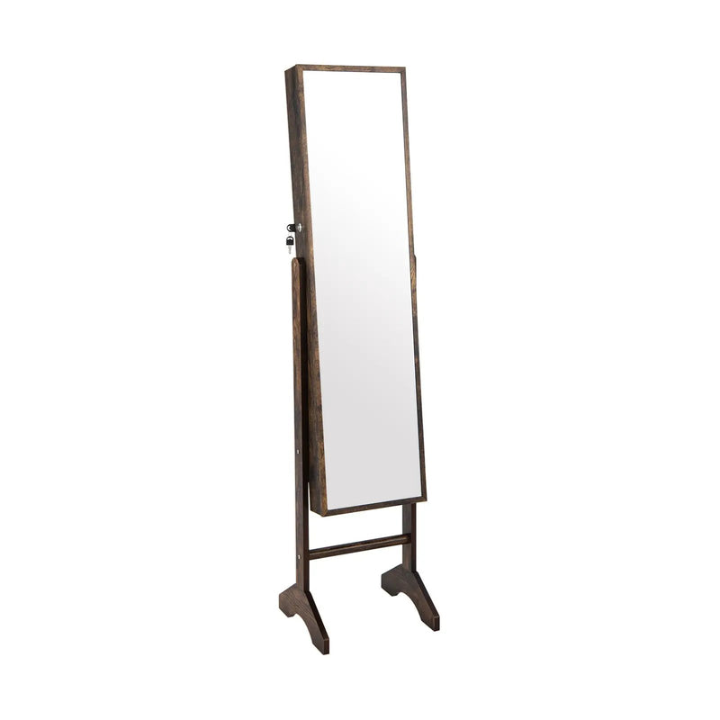 Free-Standing Jewelry Cabinet with Full-Length Mirror and Lockable Door by DirectDeals