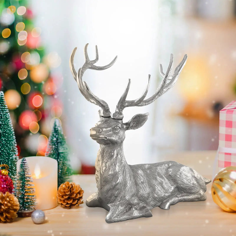 Standing Reindeer Statue Aluminum Deer Sculpture for Indoors Christmas Decor by DirectDeals