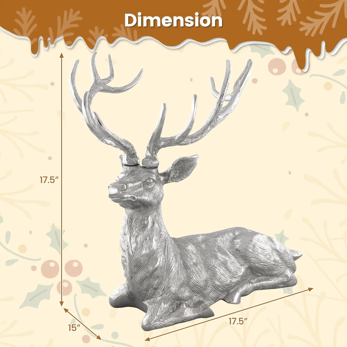 Standing Reindeer Statue Aluminum Deer Sculpture for Indoors Christmas Decor by DirectDeals