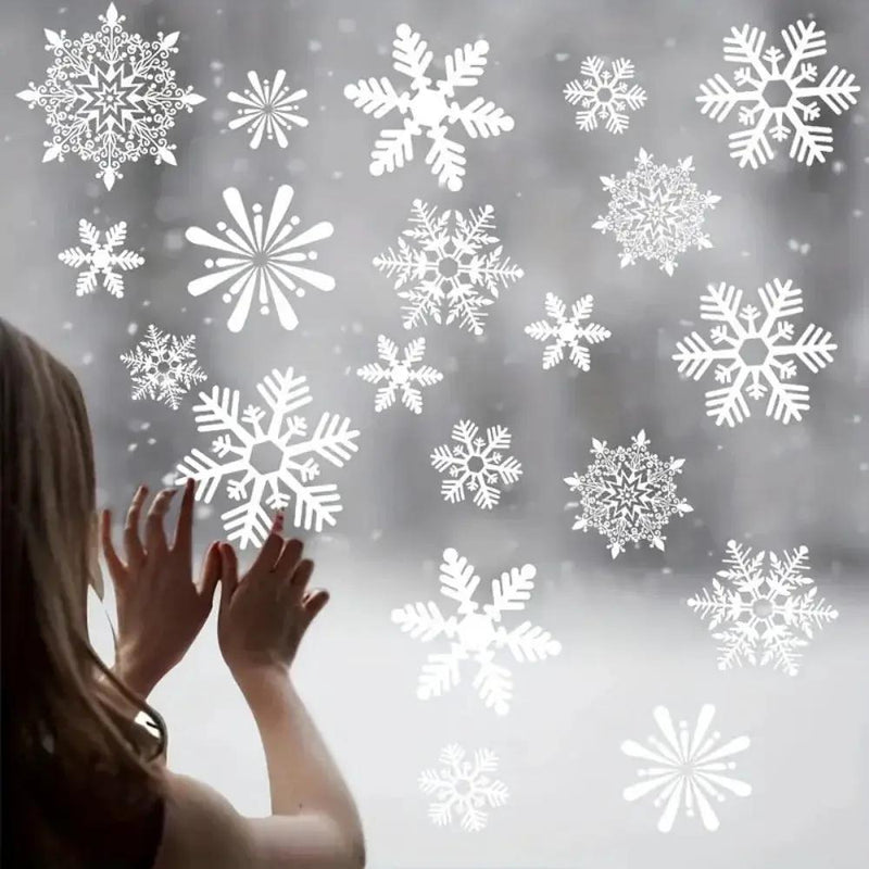 Static Cling Window Decor Set - Reusable Electrostatic Snowflake Winter Decoration by House Of Avana