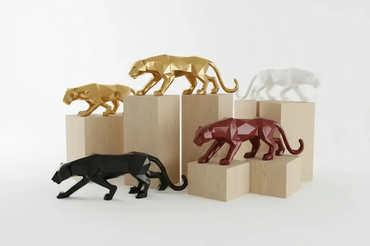 Geometric Panther Statue Small Faceted Decor for Modern Homes by House Of Avana